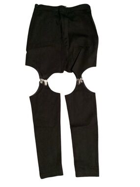 Urban Outfitters Woman’s Black Cutout Leg Pants with Silver Clasp Detail